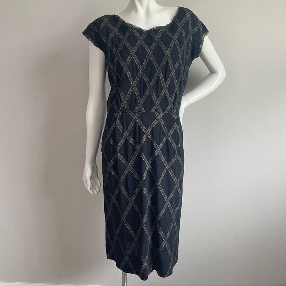 VINTAGE Harmay Personal Suiting Custom Dress Diamond Lace Black Sheath Dress - Picture 1 of 7